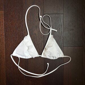 Victoria's Secret Swim Ruffle Triangle Bikini Top (White) - Medium